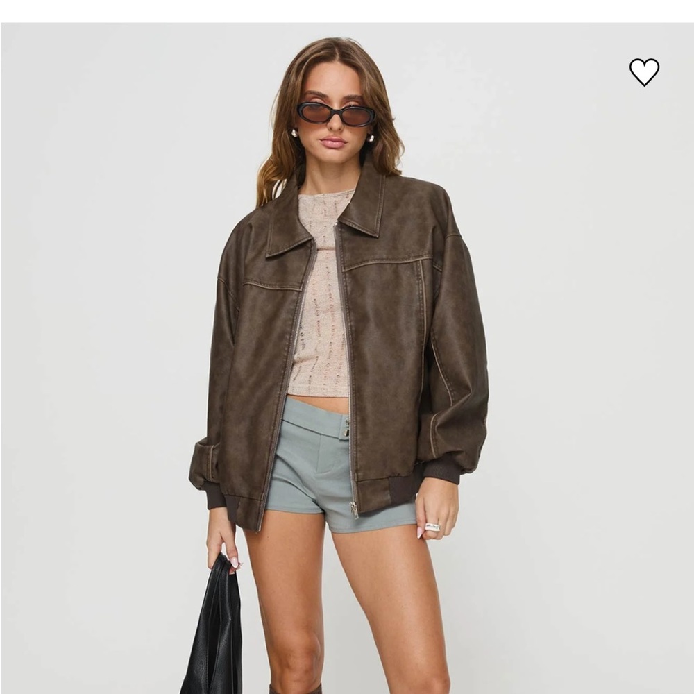 Princess Polly Taupe Leather Jacket